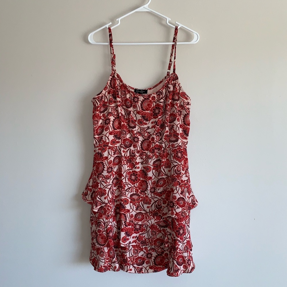 Patterned ruffle dress by Jessica Simpson